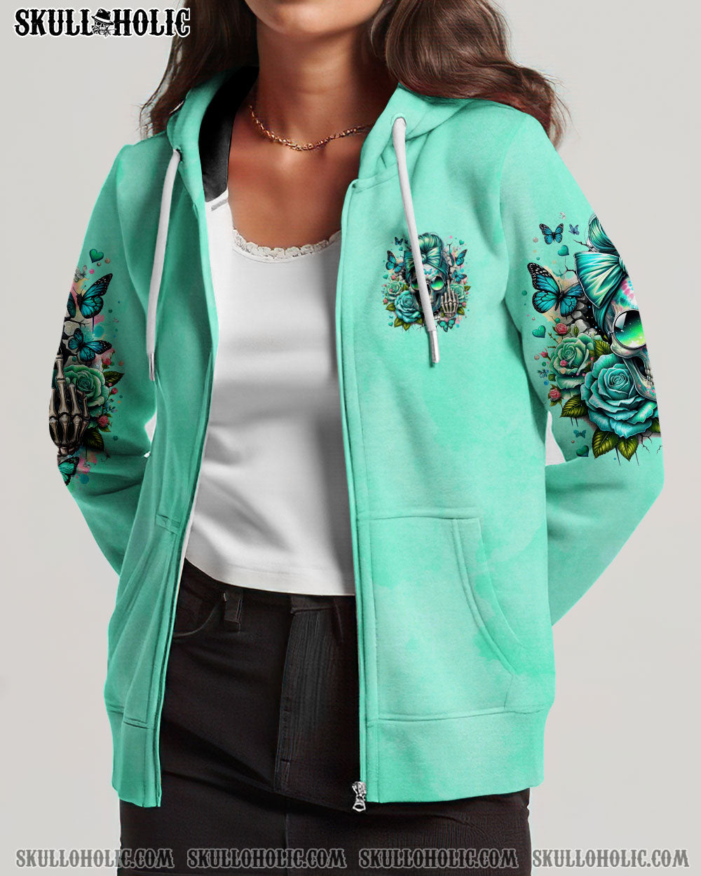 YOU COULDN’T HANDLE ME MESSY BUN SKULL ALL OVER PRINT – TYHI2406241