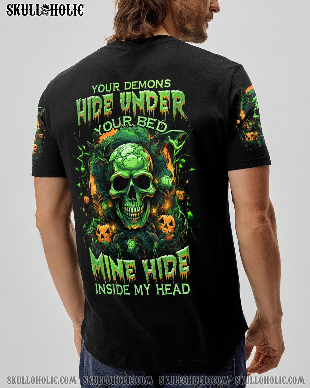 YOUR DEMONS HIDE UNDER YOUR BED SKULL HALLOWEEN ALL OVER PRINT – TLNZ0408233