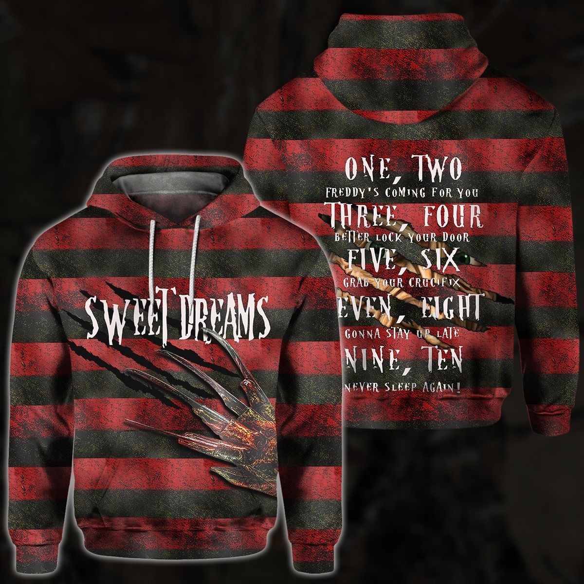 FREDDY KRUEGER SWEET DREAMS HALLOWEEN 3D HOODIE AND SHIRT – LIMITED EDITION