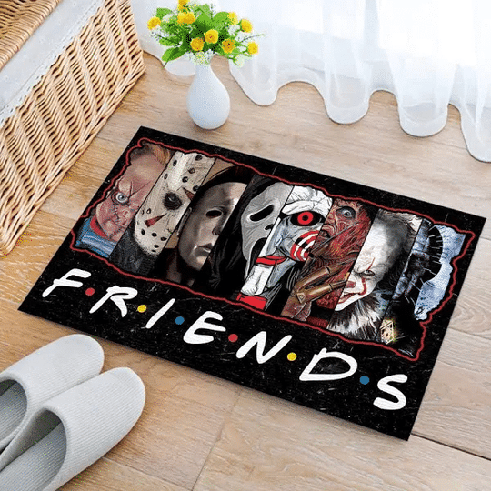 FRIENDS HORROR MOVIES HALLOWEEN CHARACTERS DOORMAT -BBS