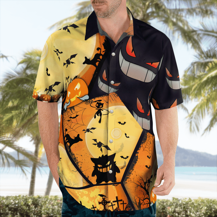 GENGAR POKEMON HALLOWEEN HAWAIIAN SHIRT AND SHORT – LIMITED EDITION