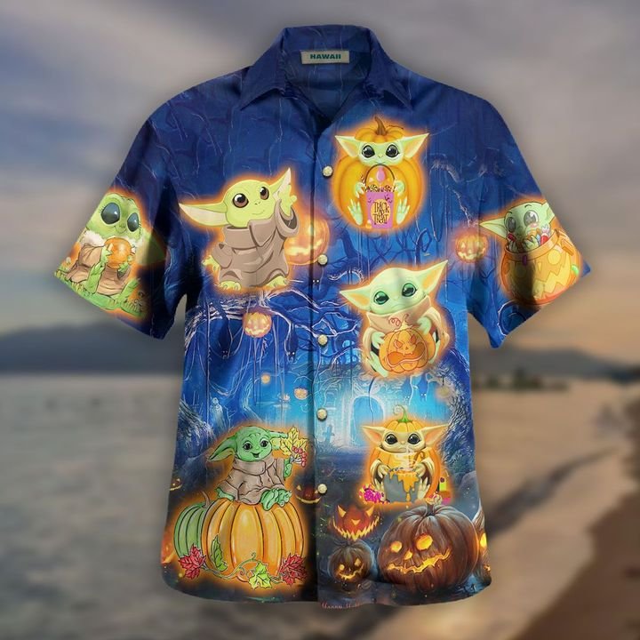 HALLOWEEN BABY YODA PUMPKIN HAWAIIAN SHIRT – LIMITED EDITION