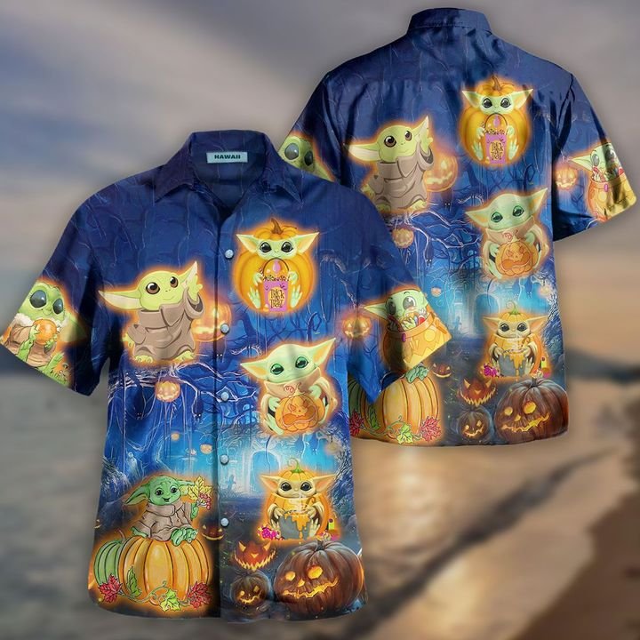 HALLOWEEN BABY YODA PUMPKIN HAWAIIAN SHIRT – LIMITED EDITION
