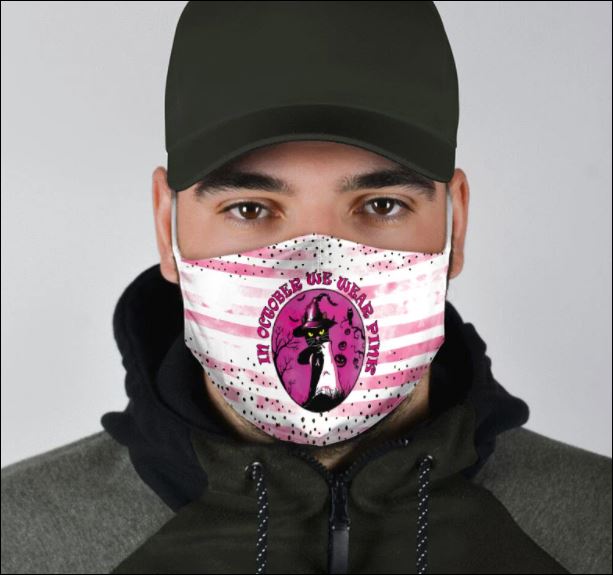 HALLOWEEN BLACK CAT IN OCTOBER WE WEAR PINK FACE MASK – DNSTYLES