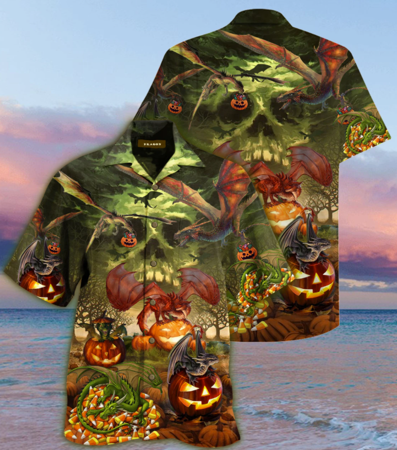 HALLOWEEN DRAGON AND PUMPKIN HAWAIIAN SHIRT – DNSTYLES
