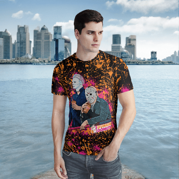 HALLOWEEN DUNKIN DONUTS JASON VOORHEES MICHAEL MYERS 3D SHIRT – LIMITED EDITION