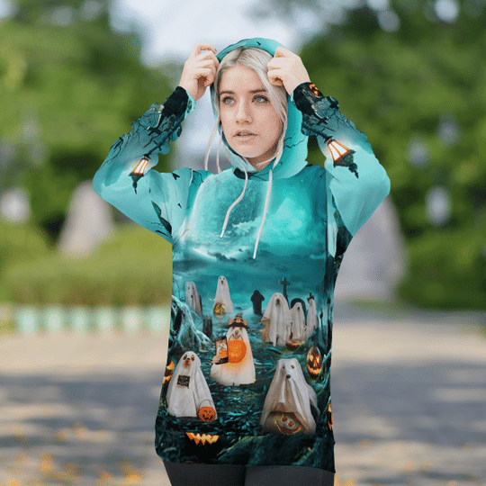 HALLOWEEN GHOST DOG 3D HOODIE -BBS