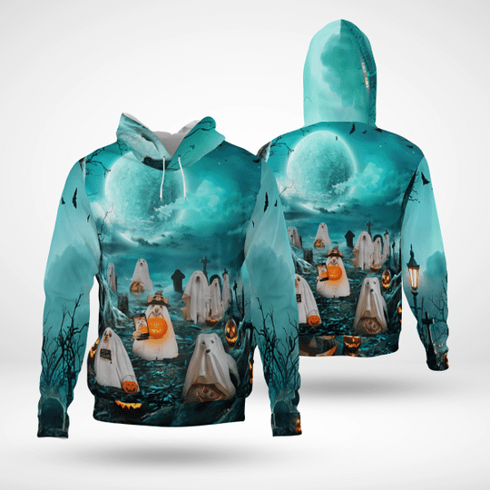 HALLOWEEN GHOST DOG 3D HOODIE -BBS