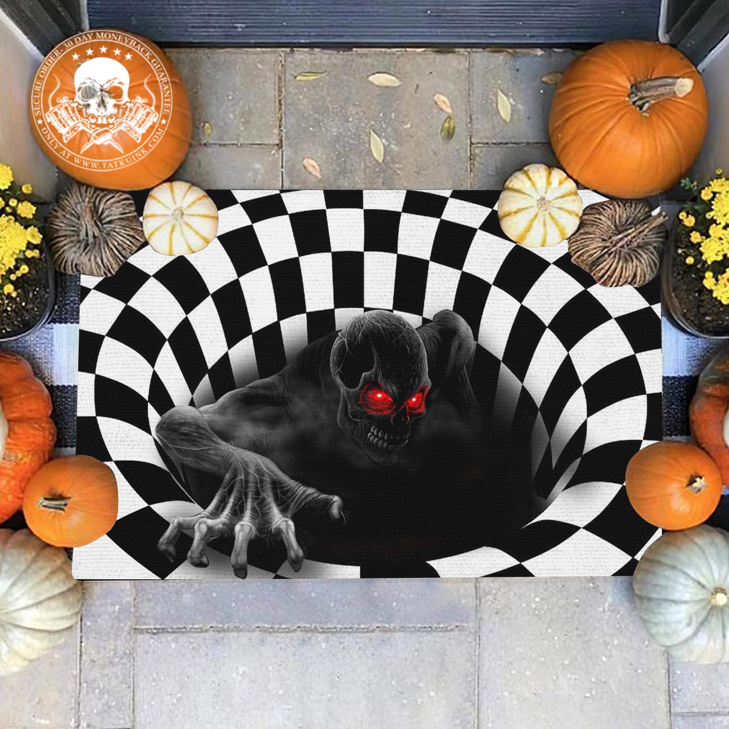 HALLOWEEN GHOST INSIDE SKULL DOORMAT – BBS