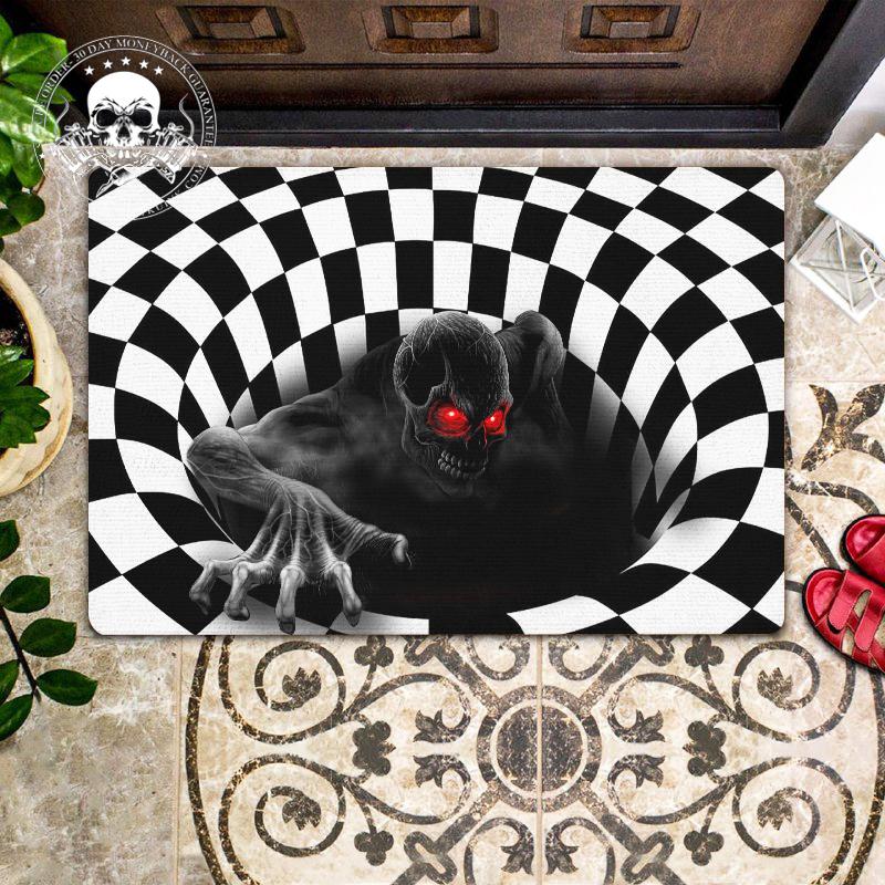 HALLOWEEN GHOST INSIDE SKULL DOORMAT – BBS