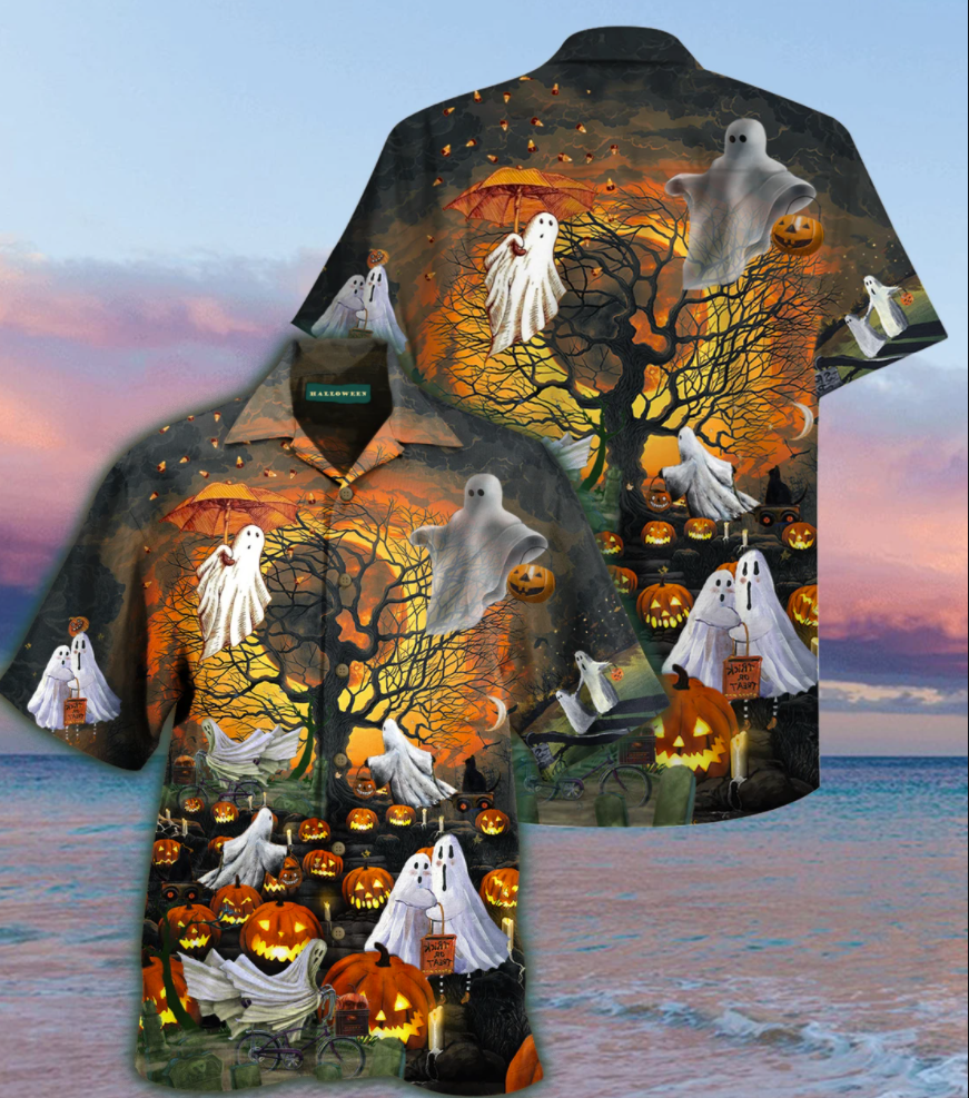 HALLOWEEN GHOULS AND PUMPKINS HAWAIIAN SHIRT – DNSTYLES