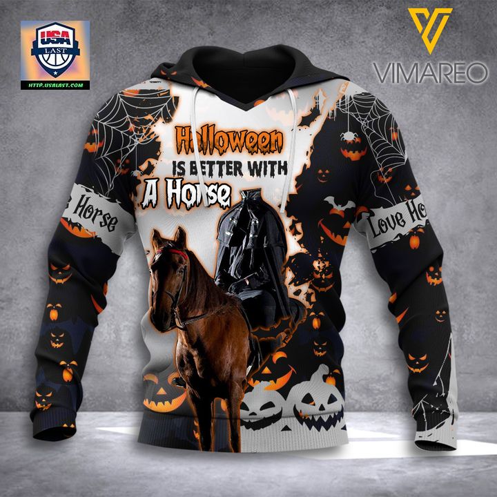 HALLOWEEN IS BETTER WITH A HORSE 3D ALL OVER PRINT HOODIE – USALAST