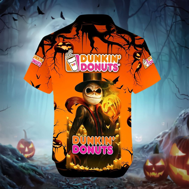 HALLOWEEN JACK SKELLINGTON DUNKIN DONUTS LOGO HAWAIIAN SHIRT – LIMITED EDITION