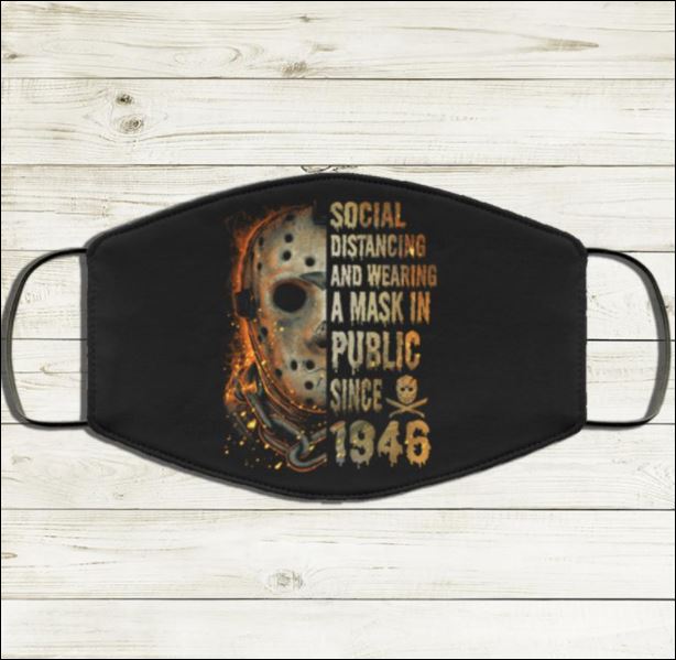 HALLOWEEN JASON VOORHEES SOCIAL DISTANCING AND WEARING A MASK IN PUBLIC SINCE 1946 FACE MASK – DNSTYLES