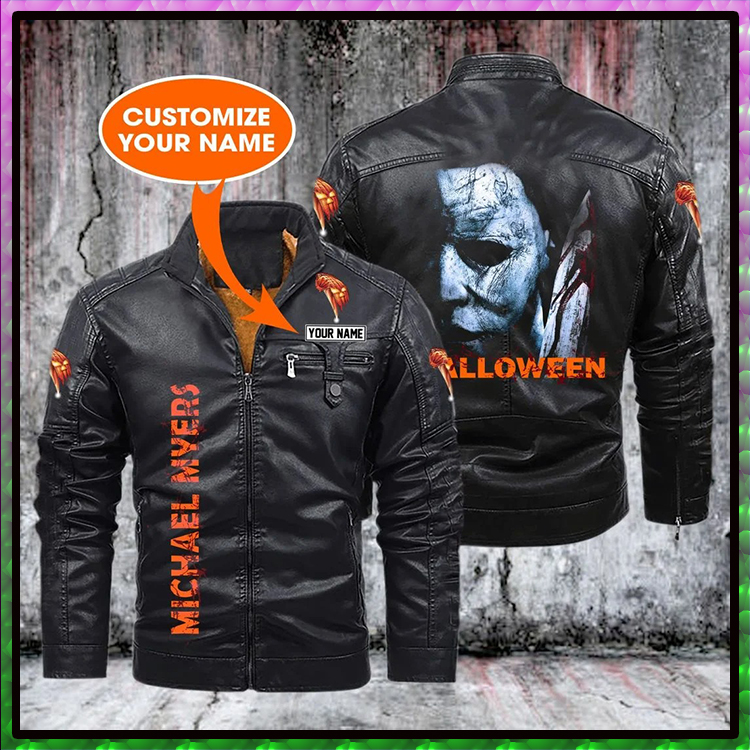 HALLOWEEN MICHAEL MYERS CUSTOM NAME FLEECE LEATHER JACKET – LIMITED EDITION