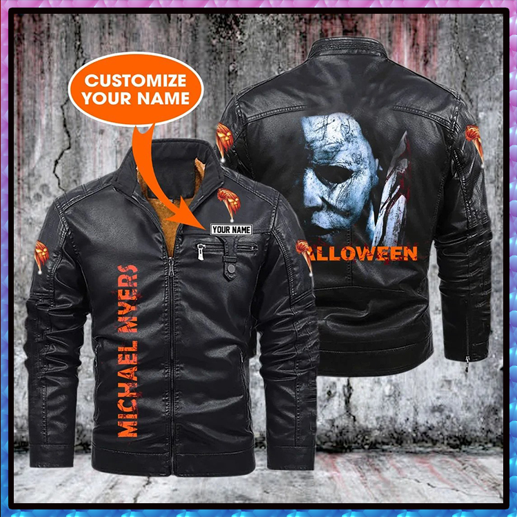 HALLOWEEN MICHAEL MYERS CUSTOM NAME FLEECE LEATHER JACKET – LIMITED EDITION