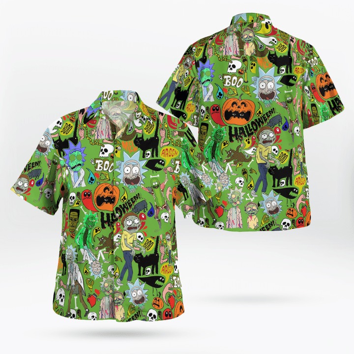 HALLOWEEN RICK AND MORTY PATTERN HAWAIIAN SHIRT – BBS