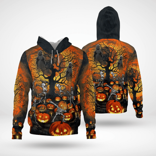 HALLOWEEN SKULL PUMPKINS 3D HOODIE -BBS