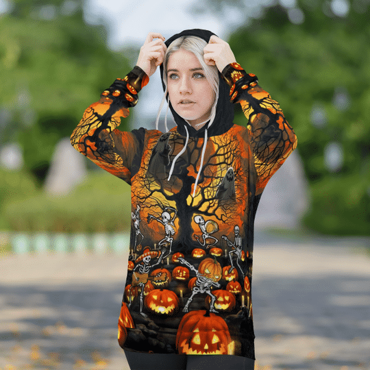 HALLOWEEN SKULL PUMPKINS 3D HOODIE -BBS