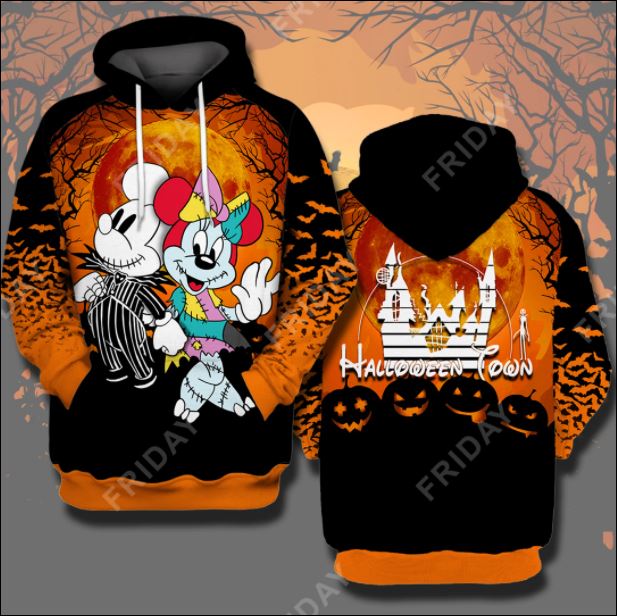 HALLOWEEN TOWN MICKEY MOUSE AND MINNIE MOUSE 3D ALL OVER PRINTED HOODIE – DNSTYLES