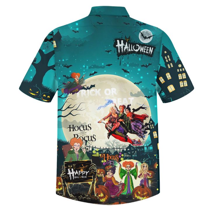 HOCUS POCUS HALLOWEEN TRICK OR TREAT HAWAIIAN SHIRT – TEASEARCH3D 120821