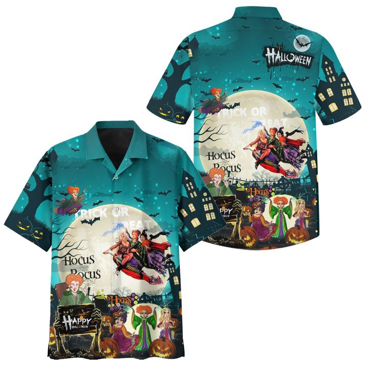 HOCUS POCUS HALLOWEEN TRICK OR TREAT HAWAIIAN SHIRT – TEASEARCH3D 120821