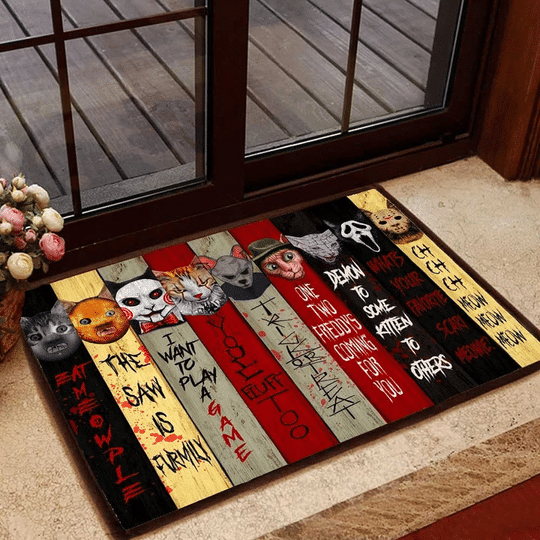HORROR CATS HALLOWEEN DOORMAT -BBS