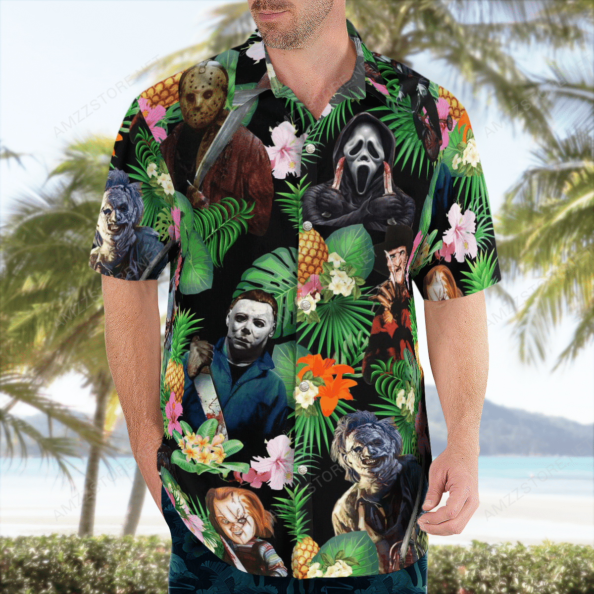 PINEPAPPLE HALLOWEEN HORROR CHARACTERS HAWAIIAN SHIRT – LIMITED EDITION