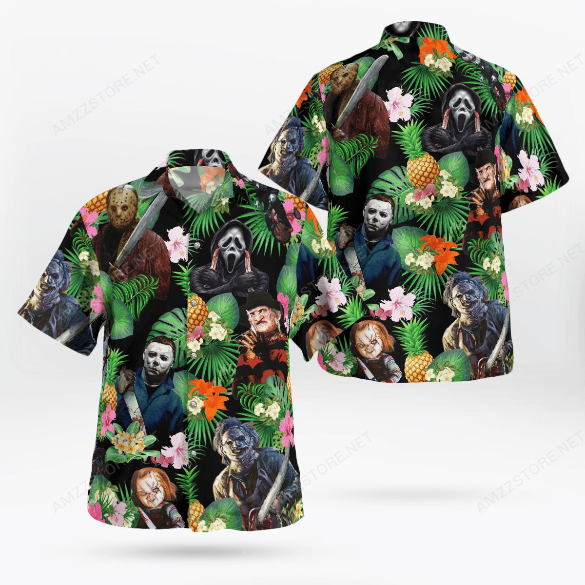 PINEPAPPLE HALLOWEEN HORROR CHARACTERS HAWAIIAN SHIRT – LIMITED EDITION