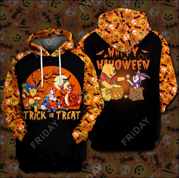 POOH AND FRIENDS TRICK OR TREAT HAPPY HALLOWEEN 3D ALL OVER PRINTED HOODIE – DNSTYLES