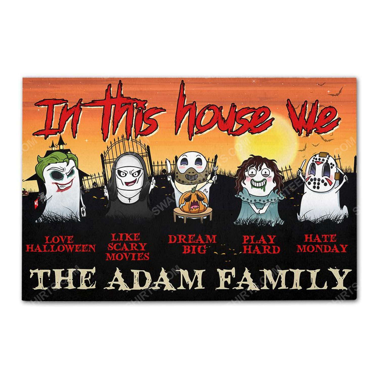 [SPECIAL EDITION] CUSTOM FOR FAMILY IN THIS HOUSE WE LOVE HALLOWEEN DOORMAT – MARIA