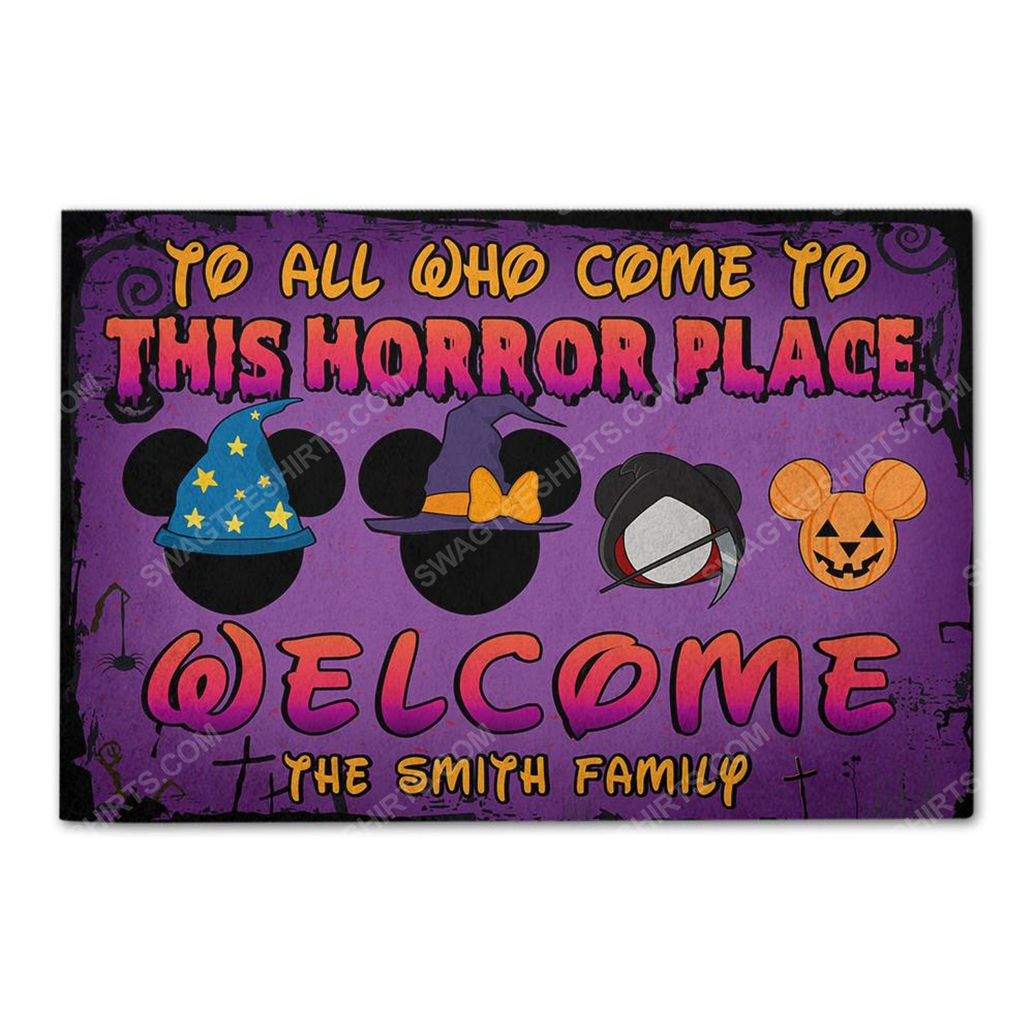 [SPECIAL EDITION] CUSTOM HALLOWEEN FOR FAMILY TO ALL WHO COME TO THIS HORROR PLACE DOORMAT – MARIA