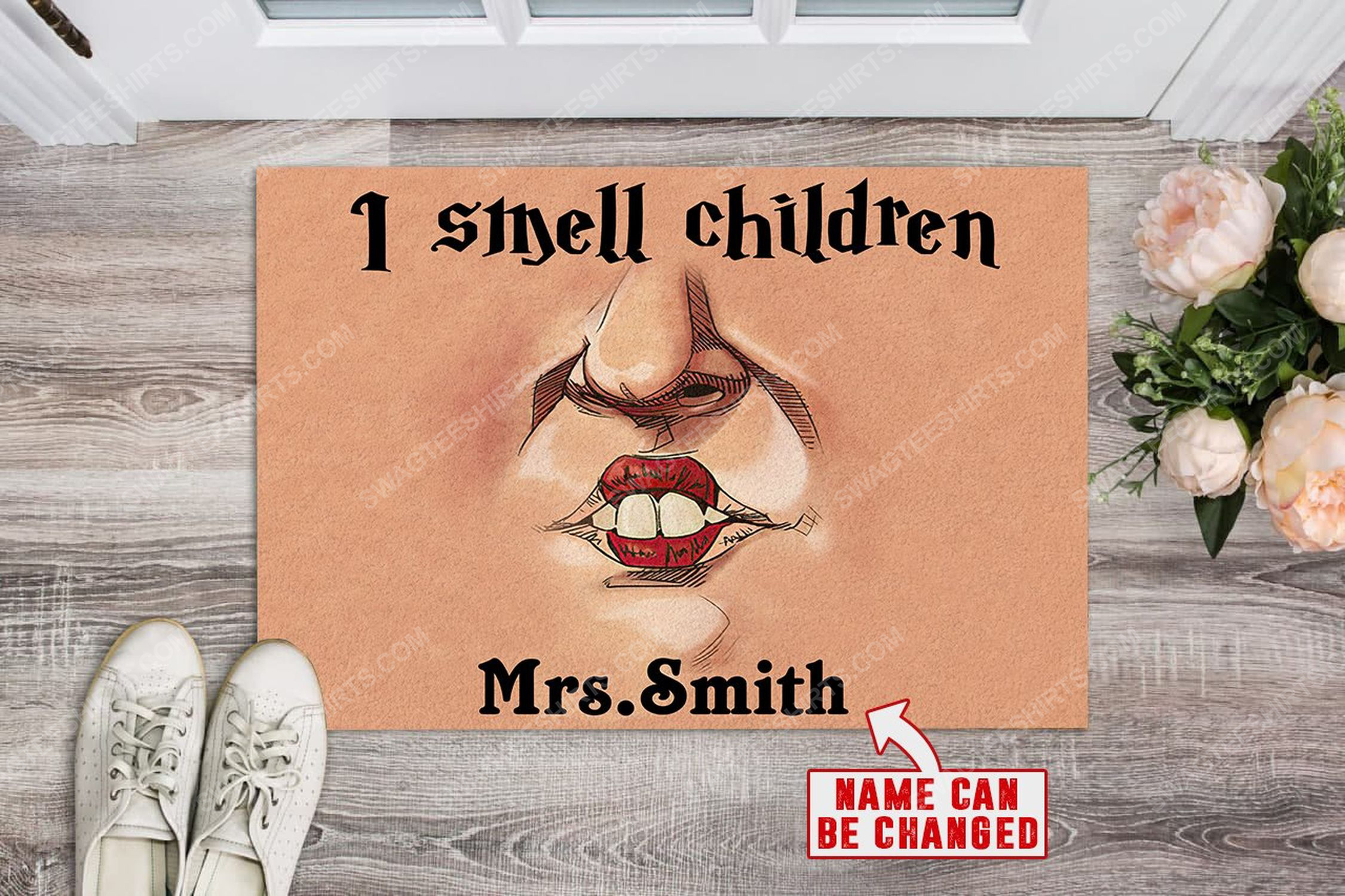[SPECIAL EDITION] CUSTOM HALLOWEEN TEACHER HOCUS POCUS I SMELL CHILDREN DOORMAT – MARIA