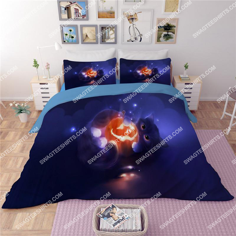 [SPECIAL EDITION] CUTE CAT AND PUMPKIN HALLOWEEN FULL PRINTING BEDDING SET – MARIA