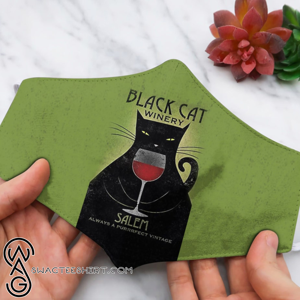 [SPECIAL EDITION] HALLOWEEN BLACK CAT WINERY SALEM ALWAYS A PURRRFECT VINTAGE WITCH FACE MASK – MARIA
