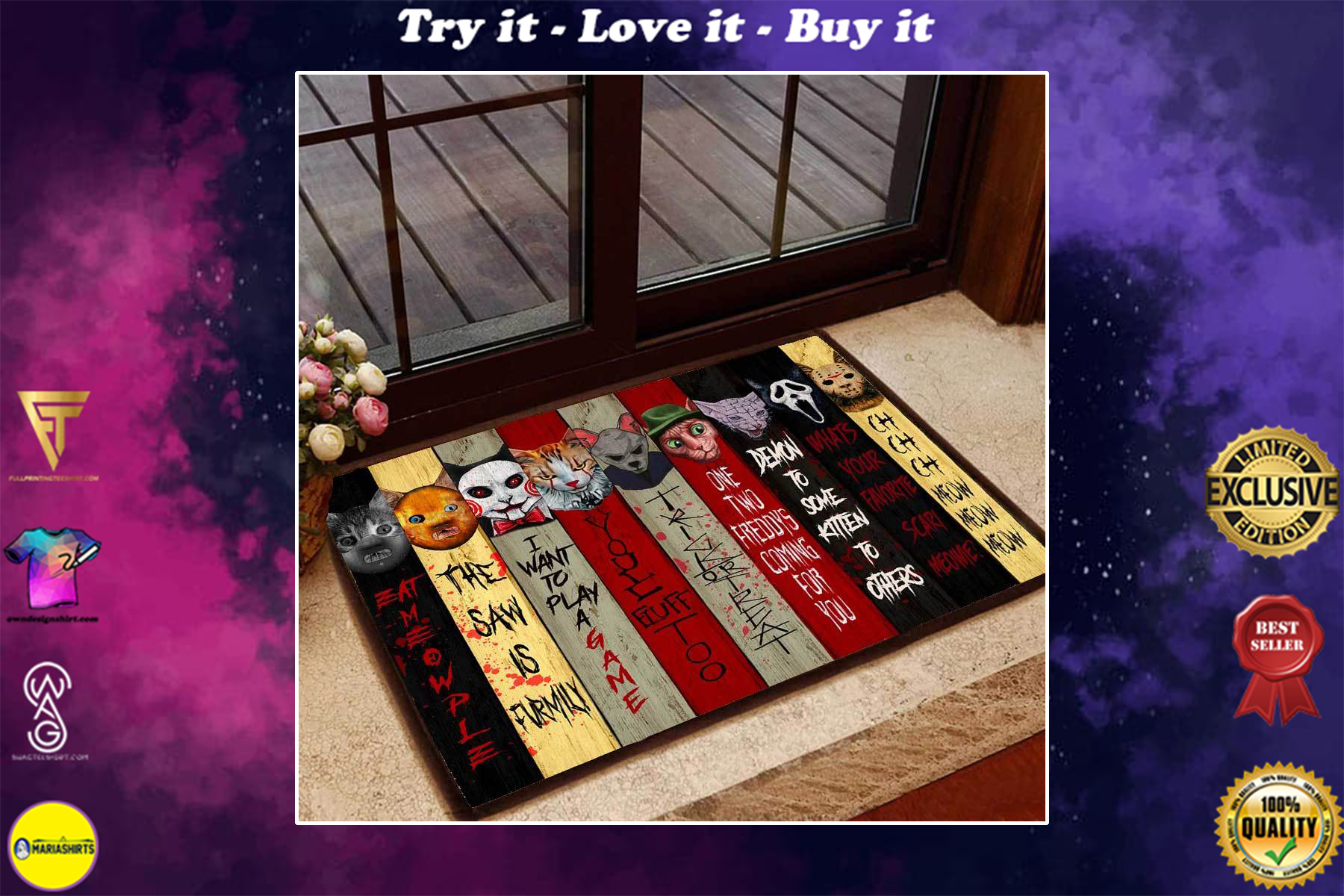 [SPECIAL EDITION] HALLOWEEN CATS COSPLAY HORROR KILLERS DOORMAT – MARIA