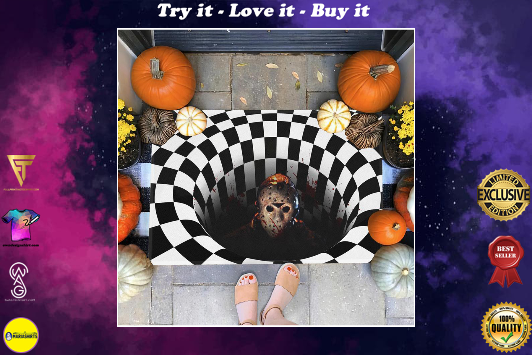 [SPECIAL EDITION] HALLOWEEN FRIDAY THE 13TH JASON VOORHEES ILLUSION DOORMAT – MARIA