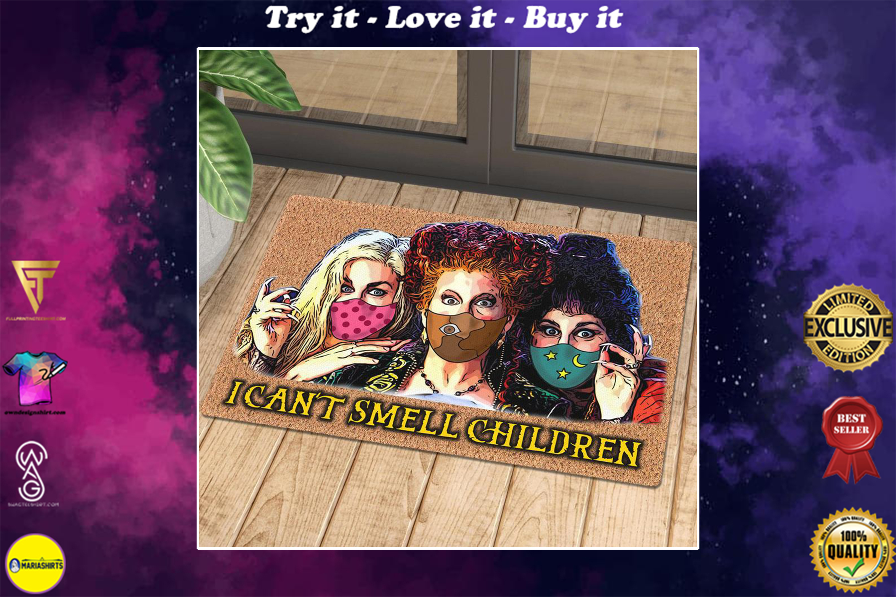 [SPECIAL EDITION] HALLOWEEN HOCUS POCUS WITH MASK I CANT SMELL CHILDREN DOORMAT – MARIA