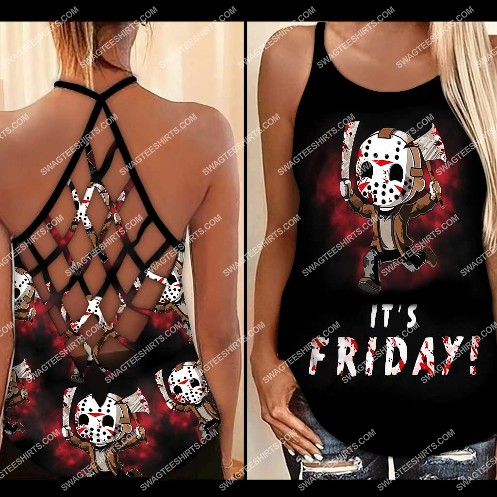 [SPECIAL EDITION] HALLOWEEN HORROR MOVIE IT’S FRIDAY JASON VOORHEES CROSS TANK TOP – MARIA