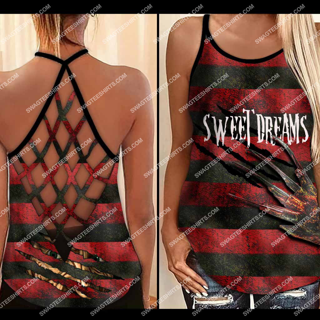 [SPECIAL EDITION] HALLOWEEN HORROR MOVIE SWEET DREAMS FREDDY KRUEGER CROSS TANK TOP – MARIA