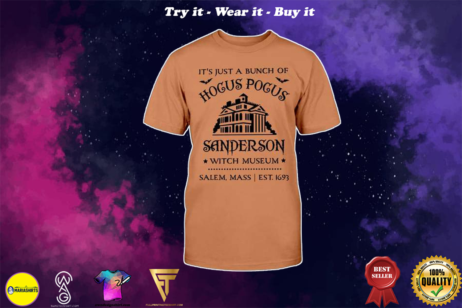 [SPECIAL EDITION] HALLOWEEN ITS JUST A BUNCH OF HOCUS POCUS SANDERSON WITCH MUSEUM SHIRT – MARIA