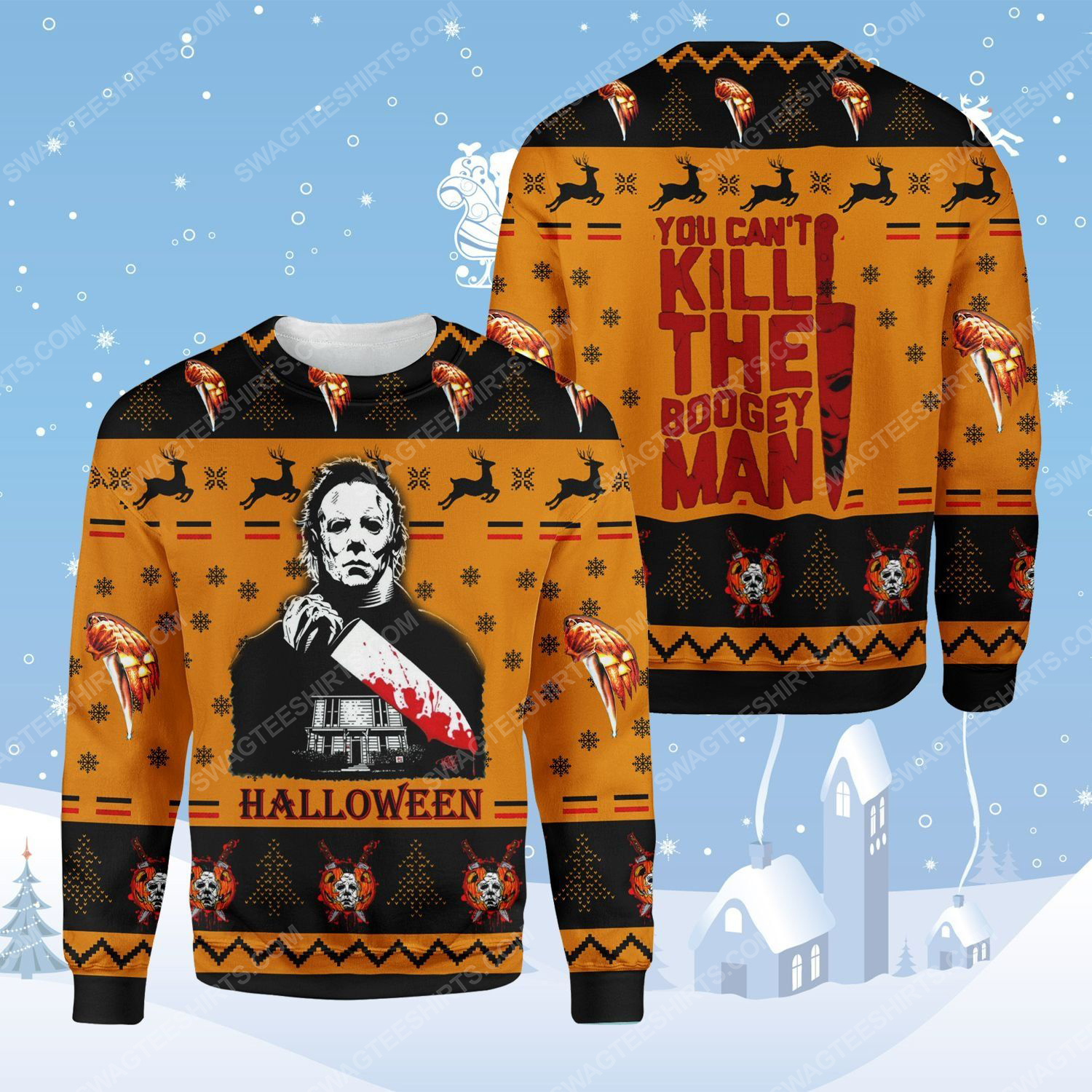 [SPECIAL EDITION] HALLOWEEN MICHAEL MYERS YOU CAN’T KILL THE BOOGEYMAN UGLY CHRISTMAS SWEATER – MARIA