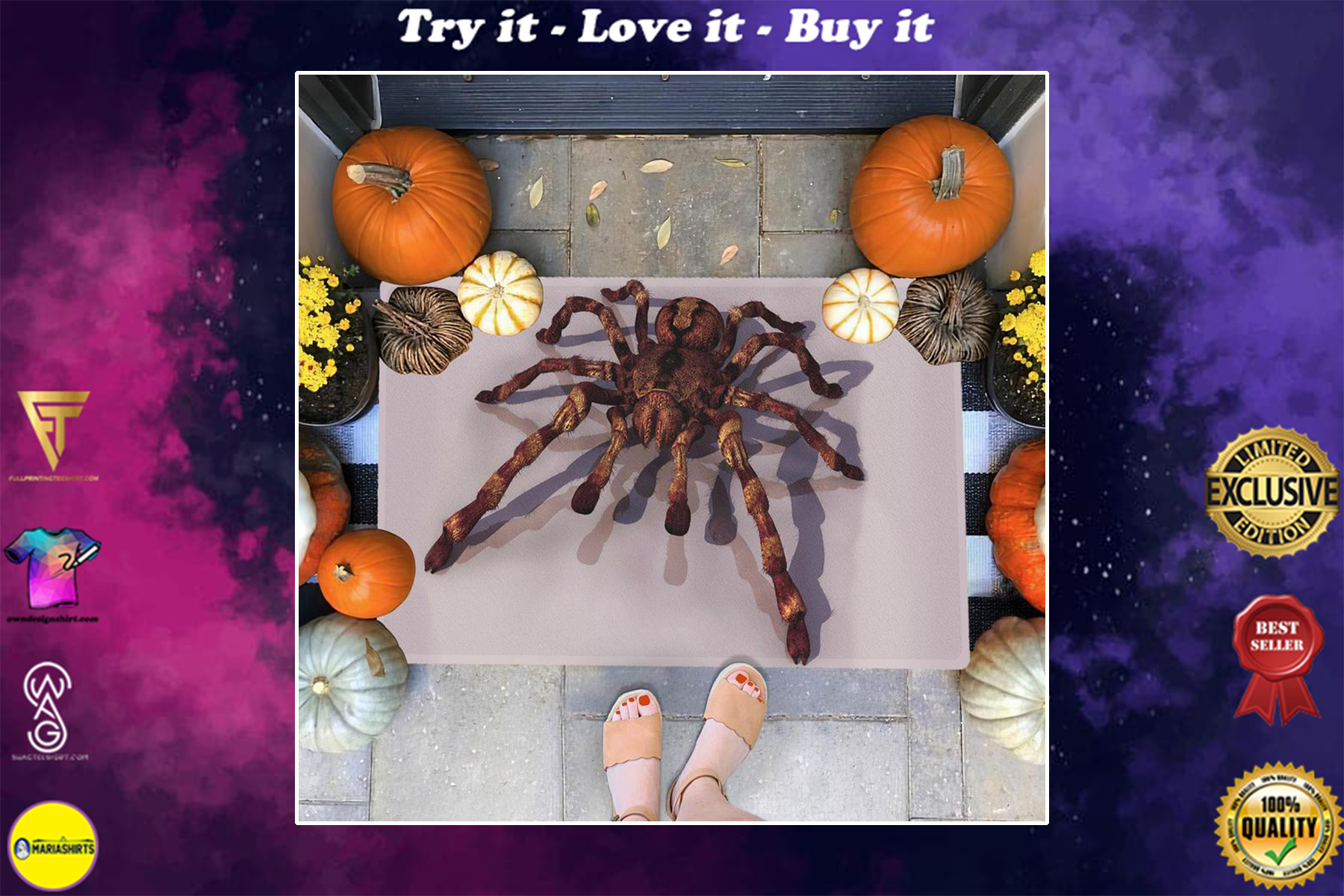 [SPECIAL EDITION] HALLOWEEN SPIDER ALL OVER PRINTED DOORMAT – MARIA