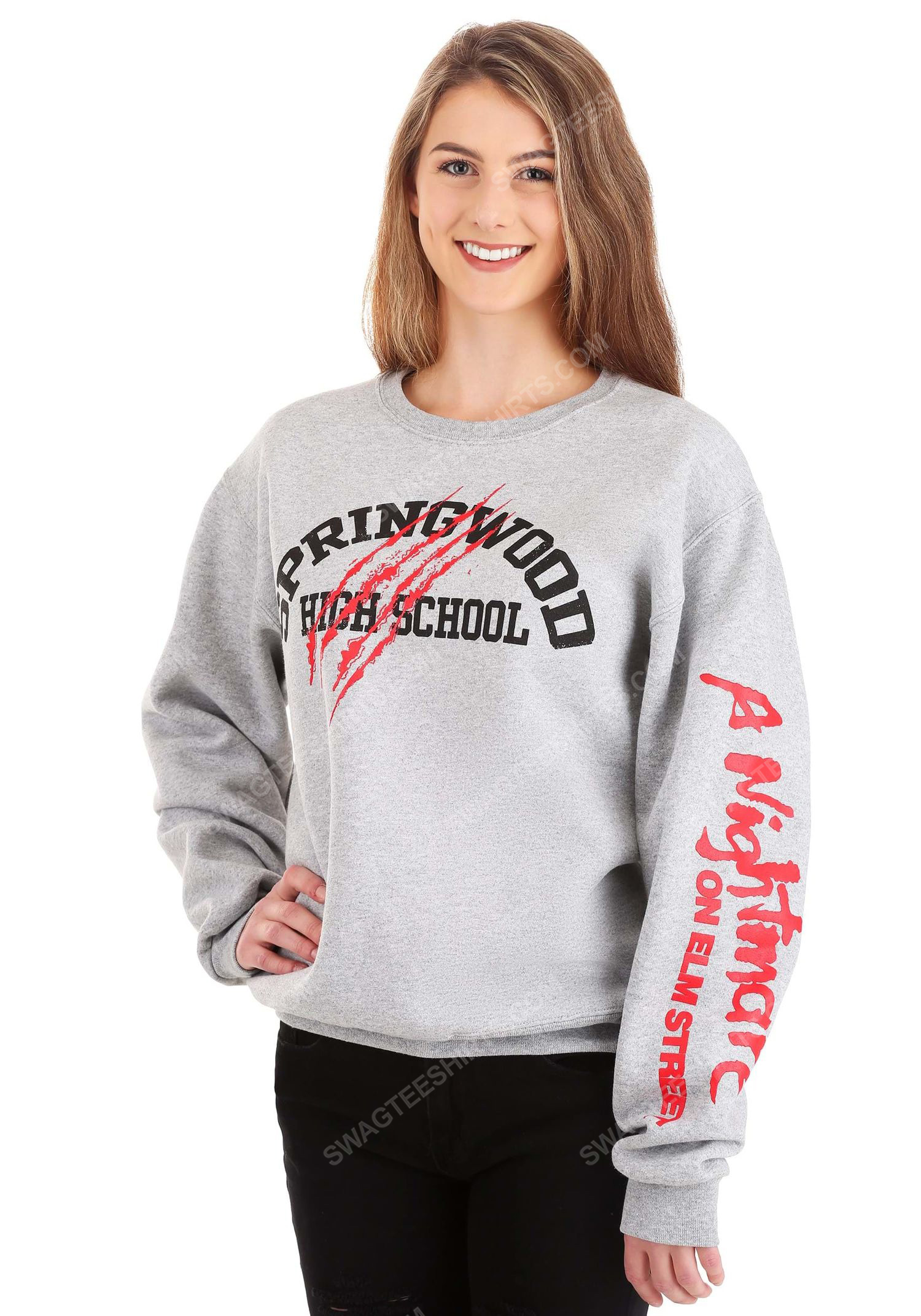 [SPECIAL EDITION] HALLOWEEN SPRINGWOOD HIGH SCHOOL NIGHTMARE ON ELM STREET FULL PRINT UGLY CHRISTMAS SWEATER – MARIA