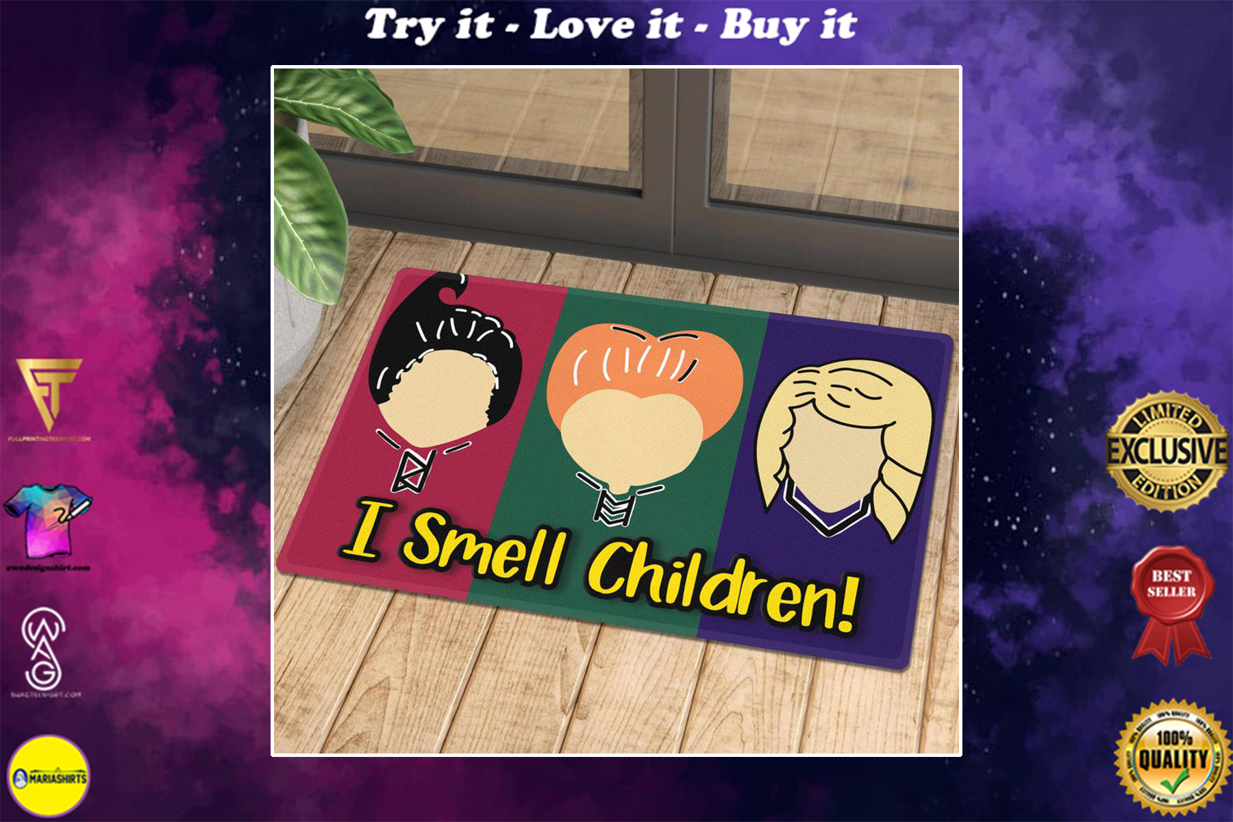 [SPECIAL EDITION] VINTAGE HALLOWEEN HOCUS POCUS CHIBI I CANT SMELL CHILDREN DOORMAT – MARIA