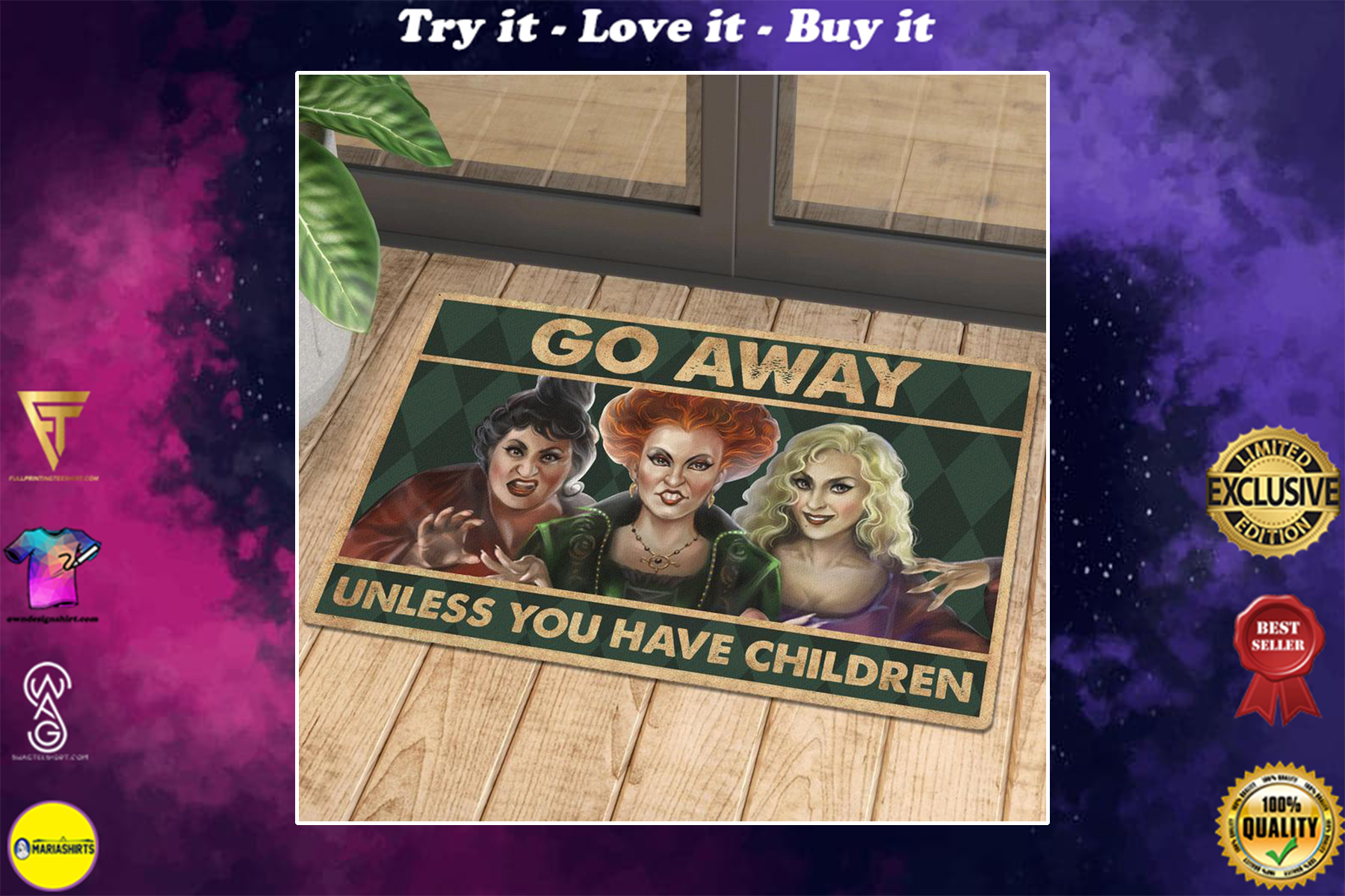 [SPECIAL EDITION] VINTAGE HALLOWEEN HOCUS POCUS GO AWAY UNLESS YOU HAVE CHILDREN DOORMAT – MARIA