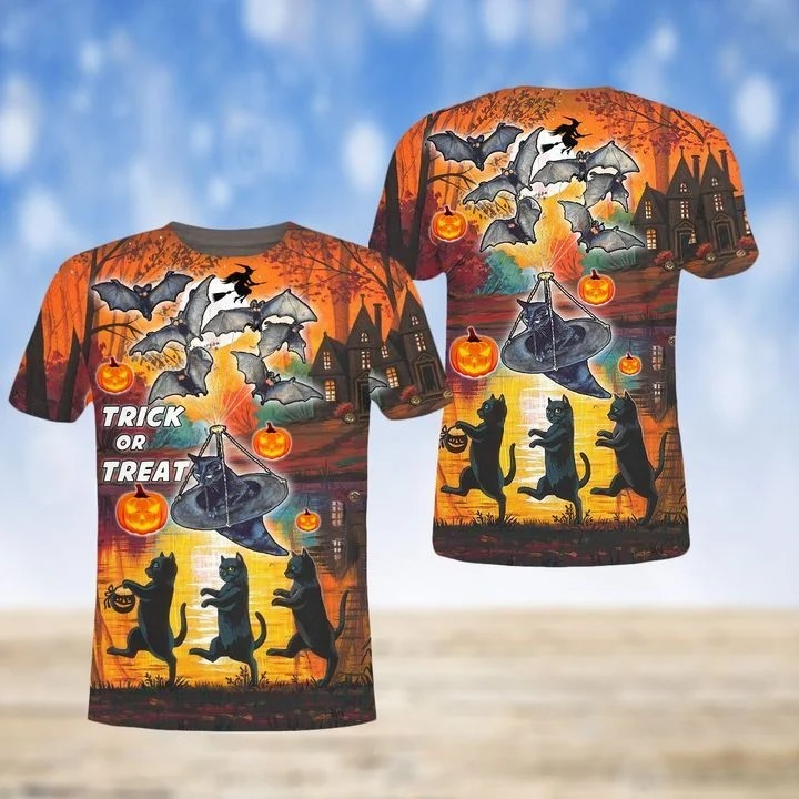 SPOOKY HALLOWEEN BLACK CAT TRICK OR TREAT 3D ALL OVER PRINTED HOODIE – TEASEARCH3D 070921
