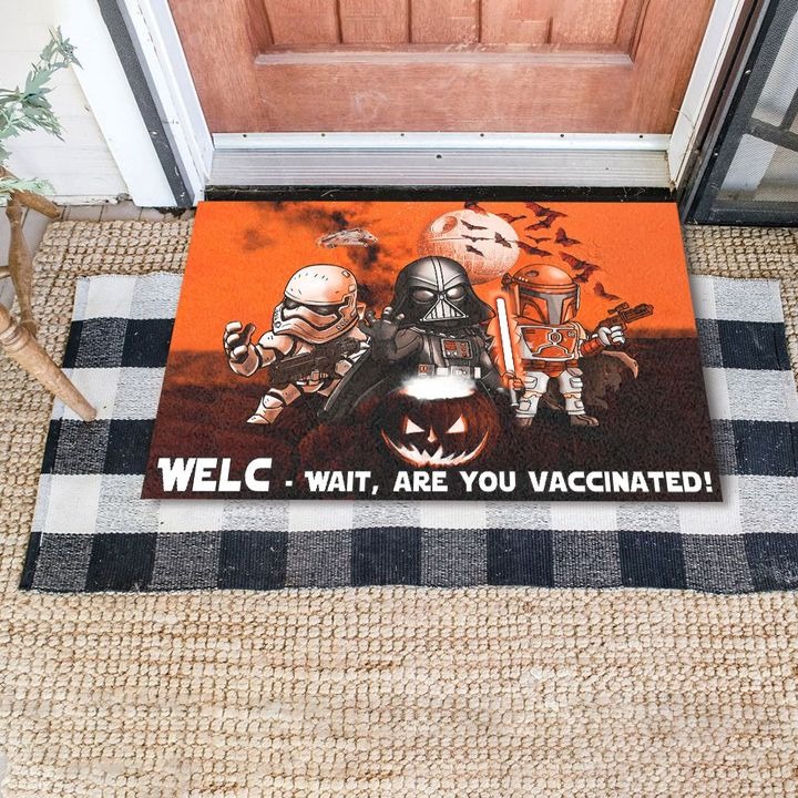 STAR WARS DARTH VADER STORMTROOPER BOBA FETT HALLOWEEN ARE YOU VACCINATED DOORMAT – BBS