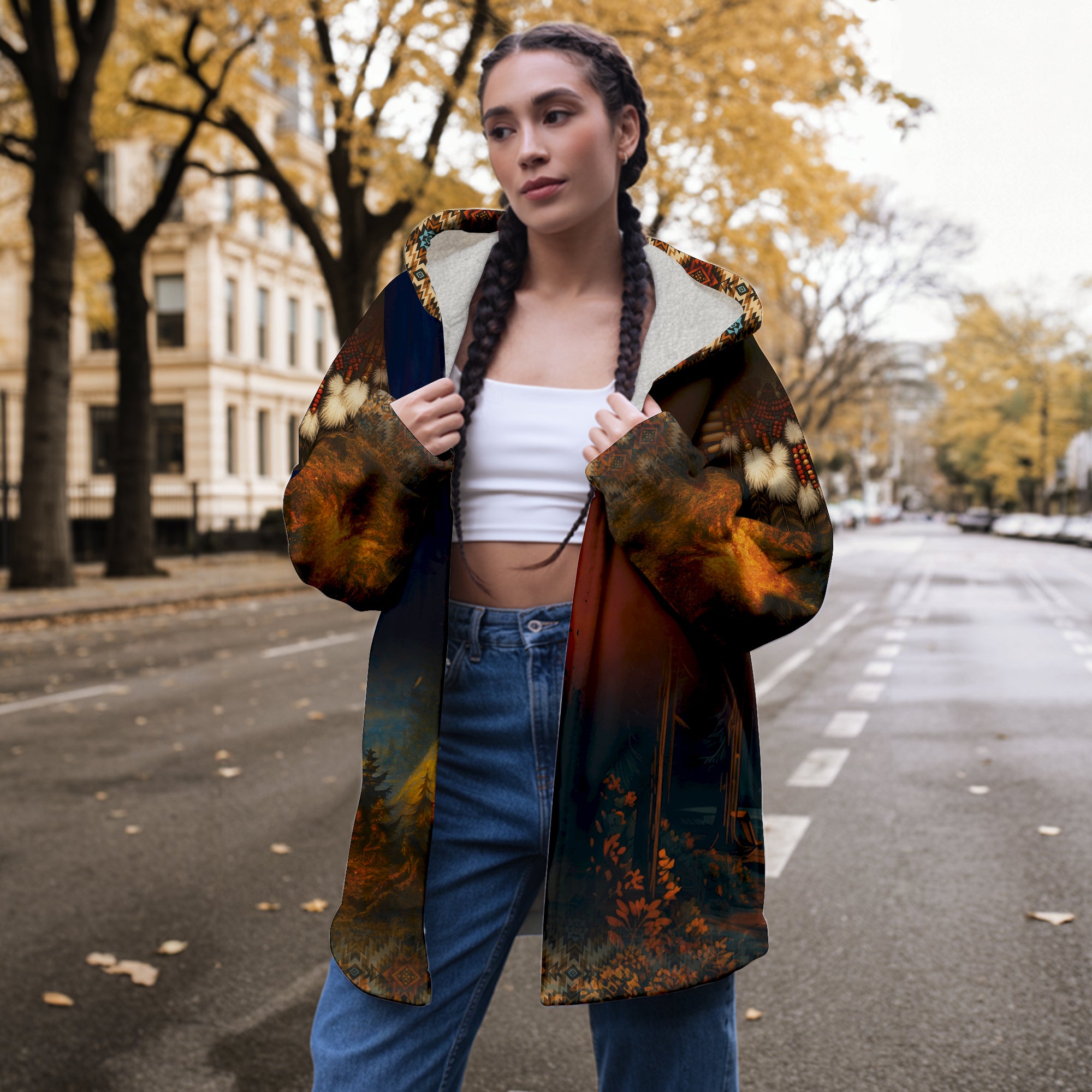 Native Dream Cloak – Inspired by Tribal Patterns, Wolf Spirit, and the Wisdom of the Chiefs